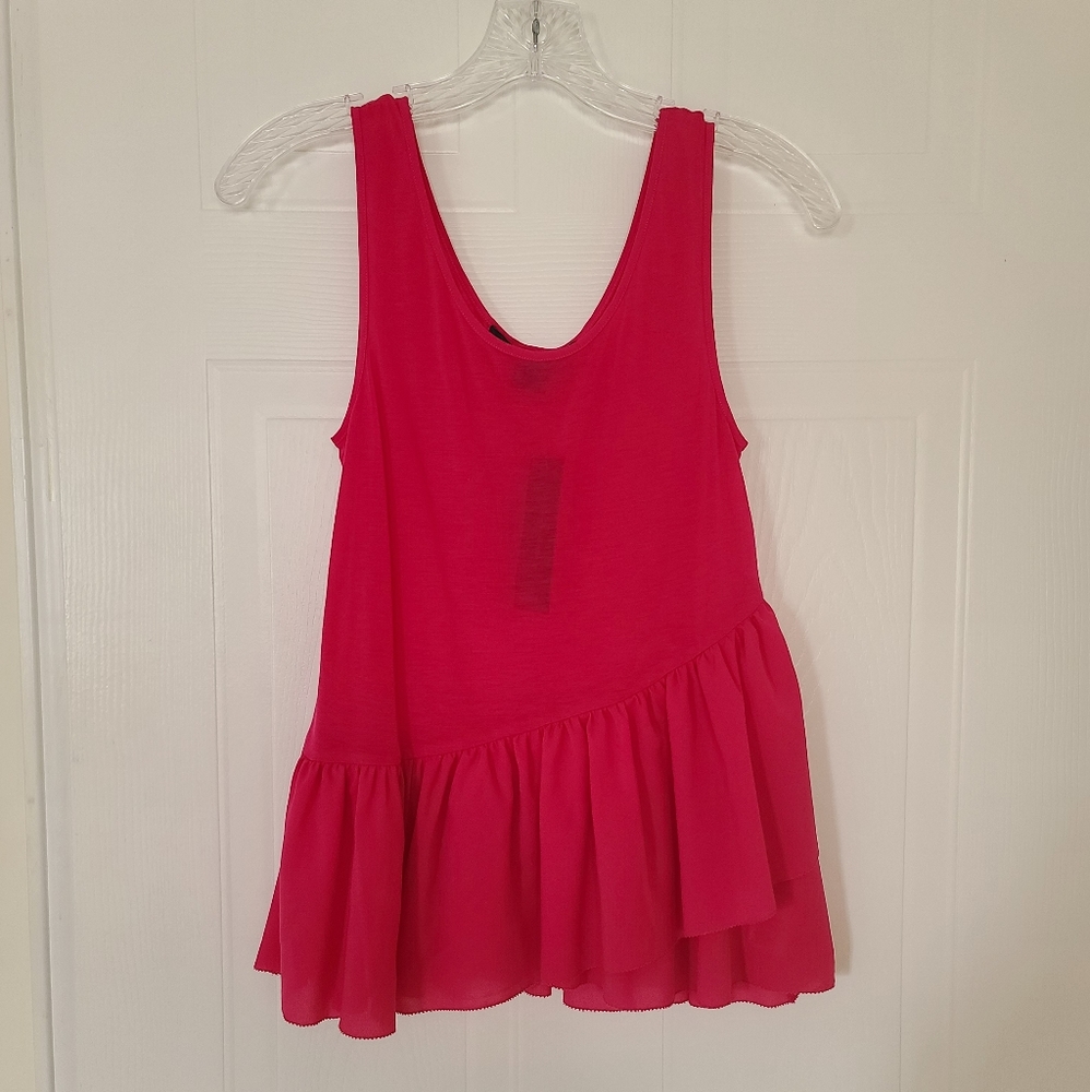 French Connection FCUK Sleeveless Peplum Top. Hot Pink. XS.
